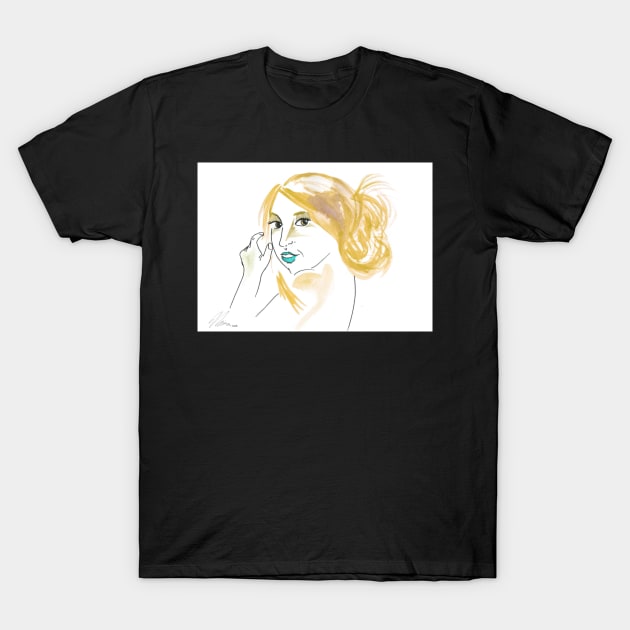 Girl With A Messy Bun - Beige Palette T-Shirt by ChamberOfFeathers